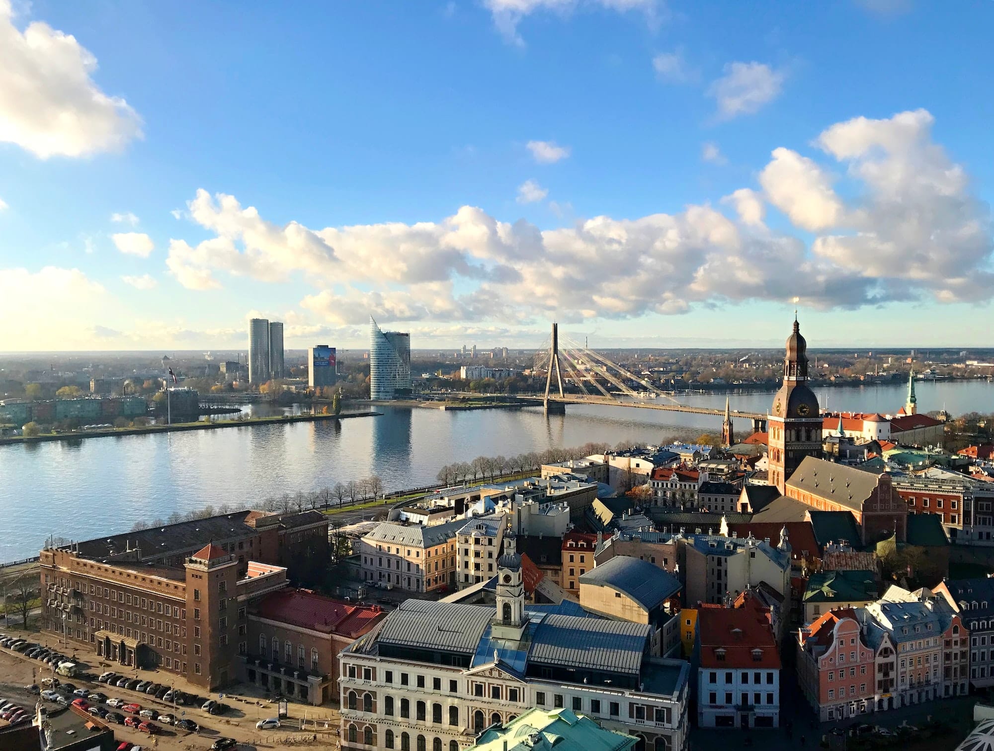 The city’s skyline of old Riga on the sunny day